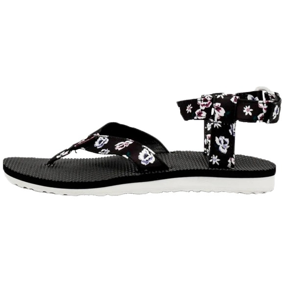 Teva Universal Thong Sandals Floral Satin Patterned Black‎ Womens 9 UK 7 EU 40 - Picture 1 of 9